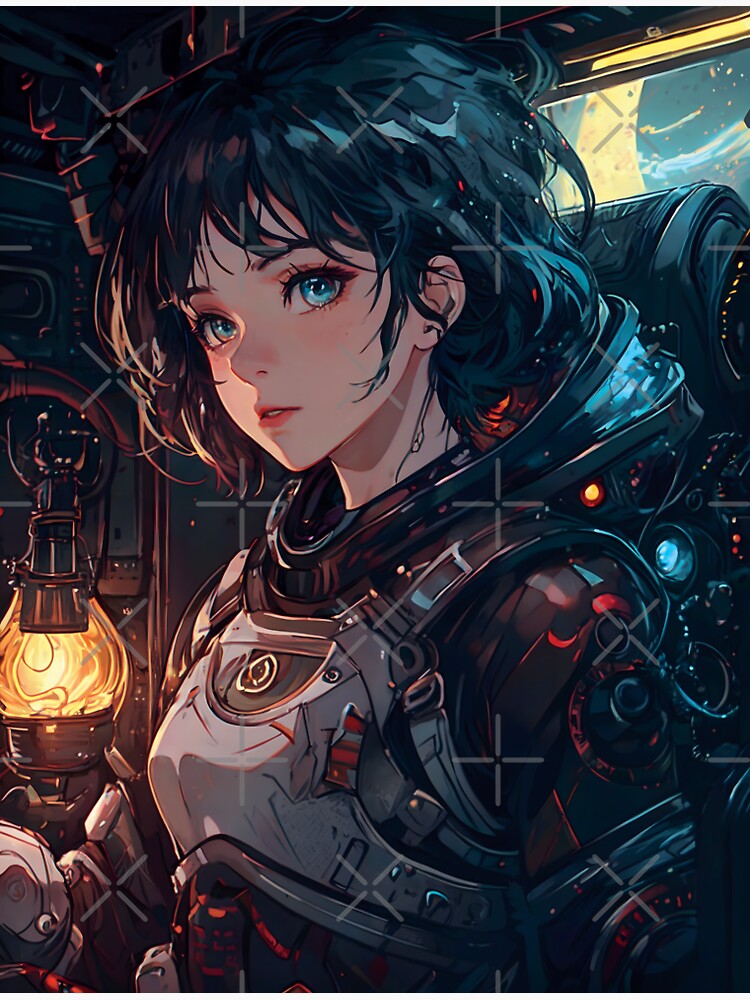 Cyberpunk Anime Girl - Futuristic Sci-Fi Design - Cyberpunk - Sticker