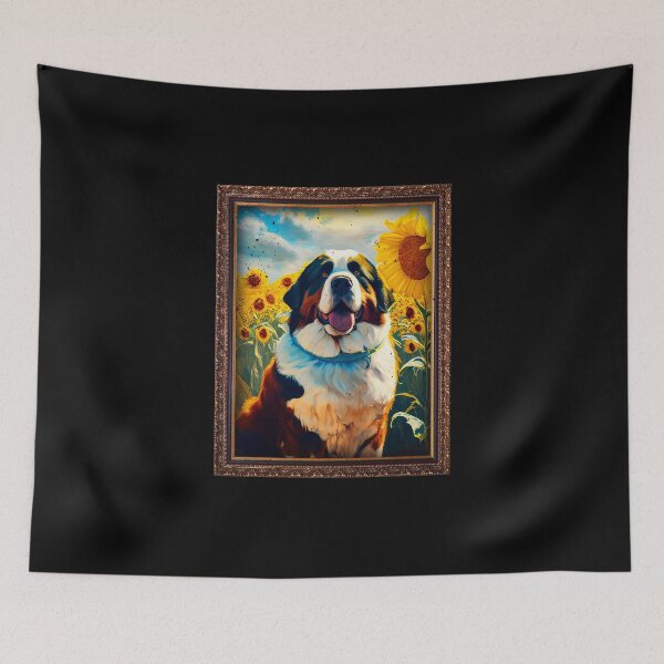 Item preview, St. Bernard Sunflower Painting Adorable Dog designed and sold by rafaeltto.