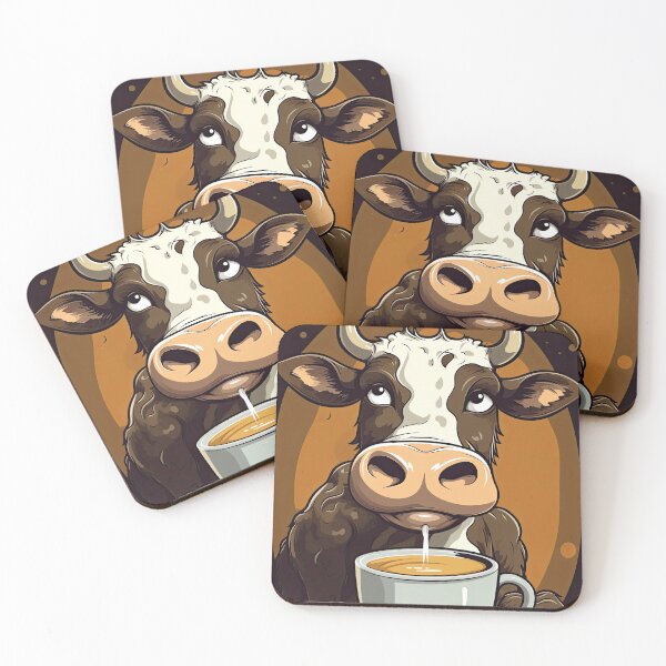 Item preview, Cow Drinking Coffee designed and sold by prettykaler.