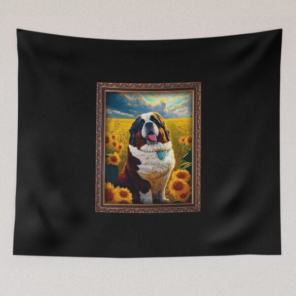 Item preview, St. Bernard Sunflower Painting Adorable Dog designed and sold by rafaeltto.