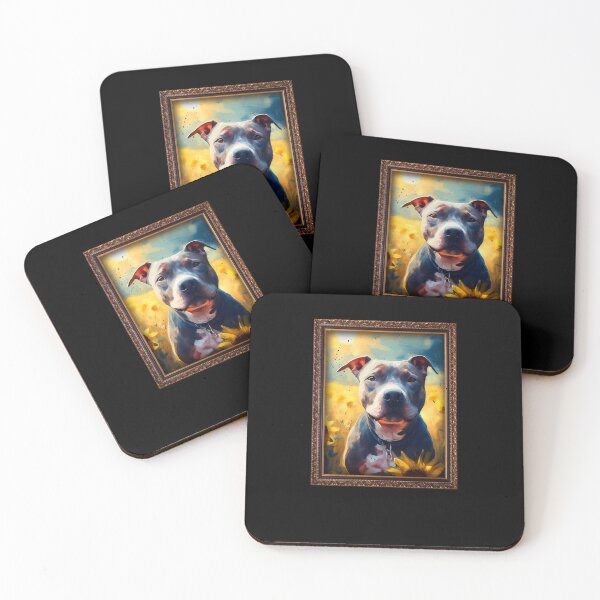 Item preview, Staffordshire Bull Terrier Sunflower Painting Adorable Dog designed and sold by rafaeltto.
