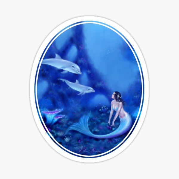 Item preview, Ultramarine Mermaid & Dolphins designed and sold by silverstars.