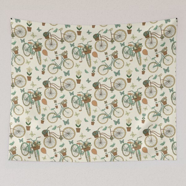 Item preview, Whimsical Bicycle Ride Yellow Brown Green  designed and sold by Ale's Art.
