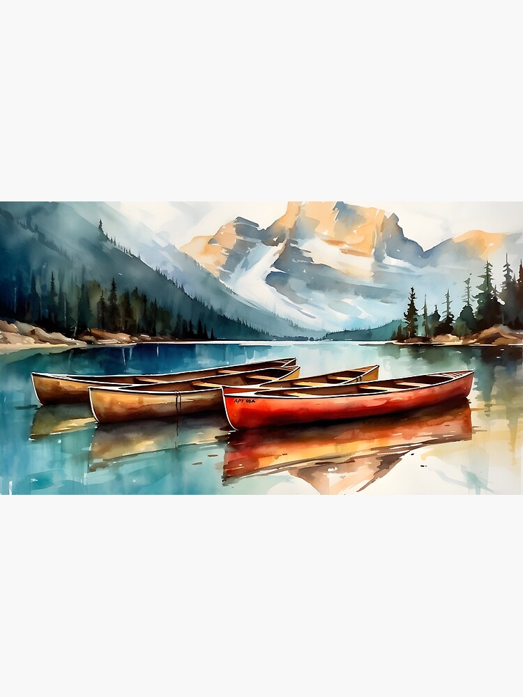 Canoes in the Lake Poster