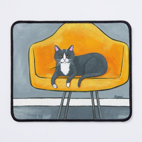Item preview, Grey Cat, Yellow Chair designed and sold by KilkennyCat Art.
