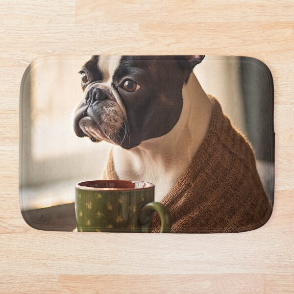 Item preview, Perky Pup: adorable café Boston Terrier para amantes de la cafeína designed and sold by ClawedCreations.