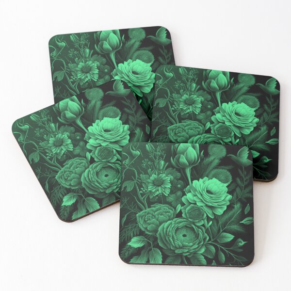 Item preview, Collage digital con diseño floral gótico en tono verde de Brandon Cable designed and sold by BrandonArtWorld.