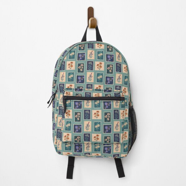 Item preview, Flower Postage Stamp Pattern on Teal designed and sold by Melissa Mielke.