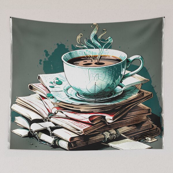 Item preview, Books and a cup of coffee designed and sold by Lunitacriss.