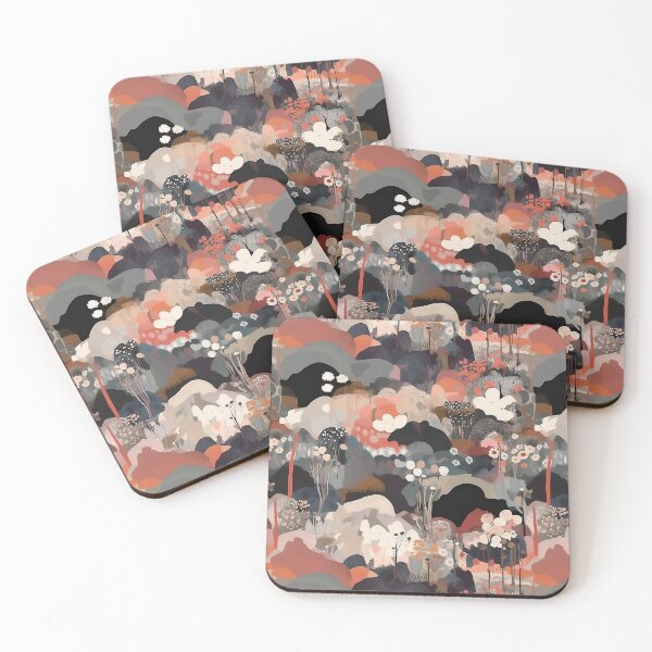 Item preview, Foggy Hills and Flowers Abstract Landscape Floral Pattern designed and sold by semisoberme.