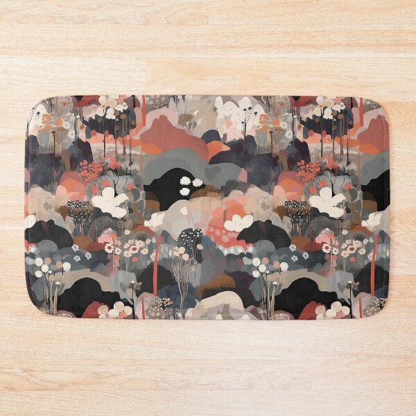 Item preview, Foggy Hills and Flowers Abstract Landscape Floral Pattern designed and sold by semisoberme.