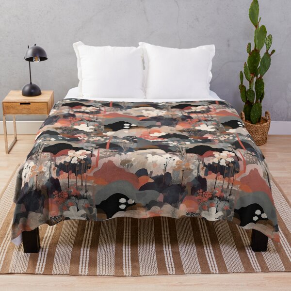 Item preview, Foggy Hills and Flowers Abstract Landscape Floral Pattern designed and sold by semisoberme.