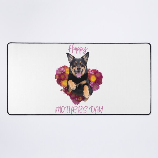Artikelvorschau, Happy Mothers Day Australian Kelpie Portrait mit Blumen entworfen und verkauft von ClawedCreations.
