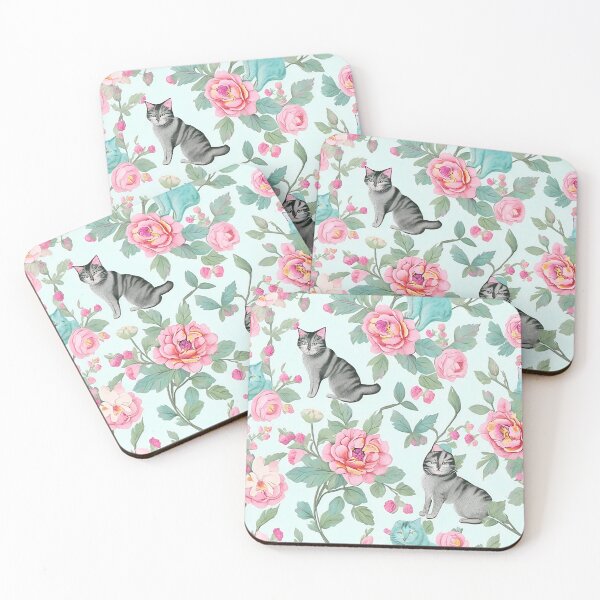 Item preview, Vintage Floral & Classic Cat Pattern designed and sold by Tamas Das.