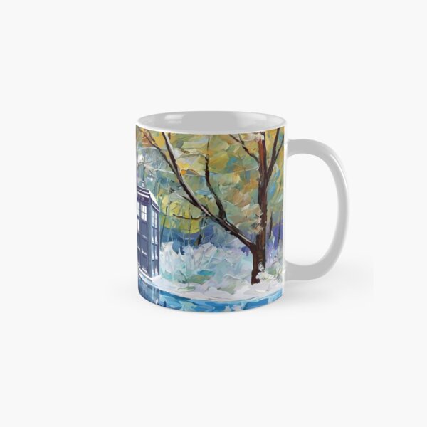 Blue Phone booth with winter views Classic Mug
