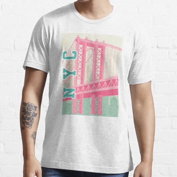 T-shirt design featuring the New York skyline in bright colors. It also  says New York in big letters and Since 16…