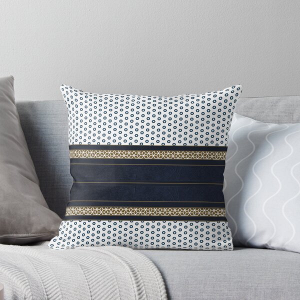 Item preview, Dark Navy Blue with gole hexagon stripe and white and Blue pattern designed and sold by Sheila Wenzel Ganny.