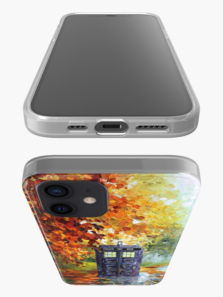 Alternate view of Blue Phone booth with autumn views iPhone Case & Cover