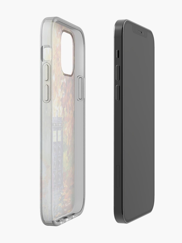 Alternate view of Blue Phone booth with autumn views iPhone Case & Cover