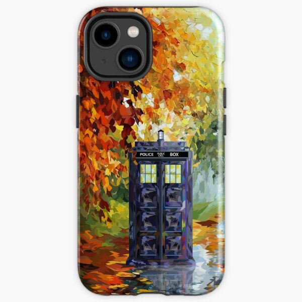 Blue Phone booth with autumn views iPhone Tough Case
