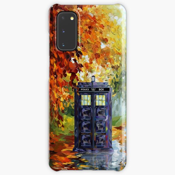 Blue Phone booth with autumn views Samsung Galaxy Snap Case