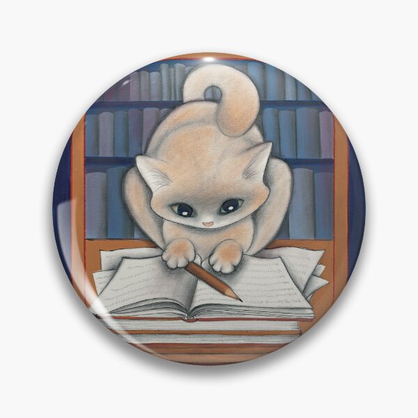 Artikelvorschau, Ein Katzengelehrter in einer Bibliothek. Für Katzenliebhaber entworfen und verkauft von gatteria.