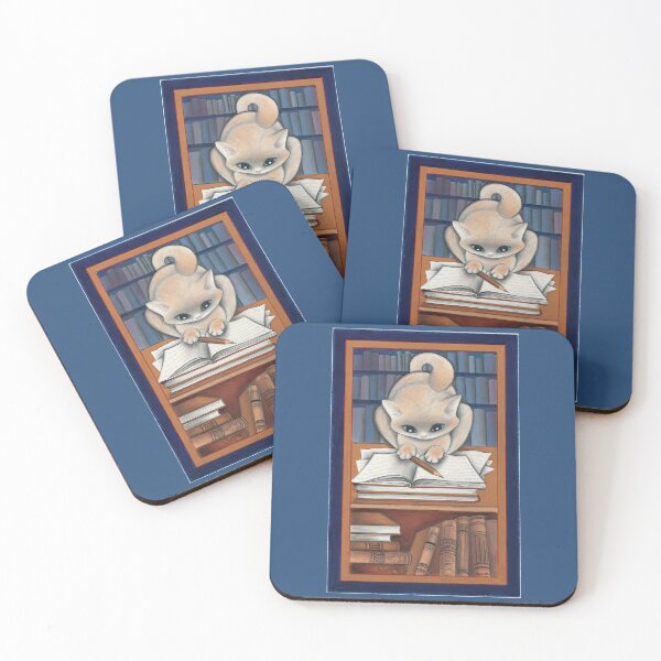 Item preview, A Feline Scholar in a library. For cat lovers designed and sold by gatteria.