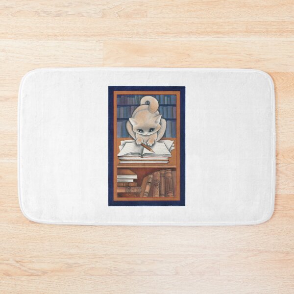 Item preview, A Feline Scholar in a library. For cat lovers designed and sold by gatteria.