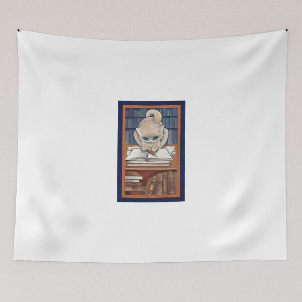 Item preview, A Feline Scholar in a library. For cat lovers designed and sold by gatteria.