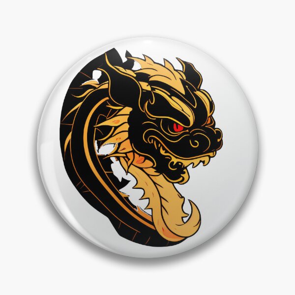 Item preview, chinese dragon head with red eyes golden black style designed and sold by PlayDifferent ⭐⭐⭐⭐⭐.