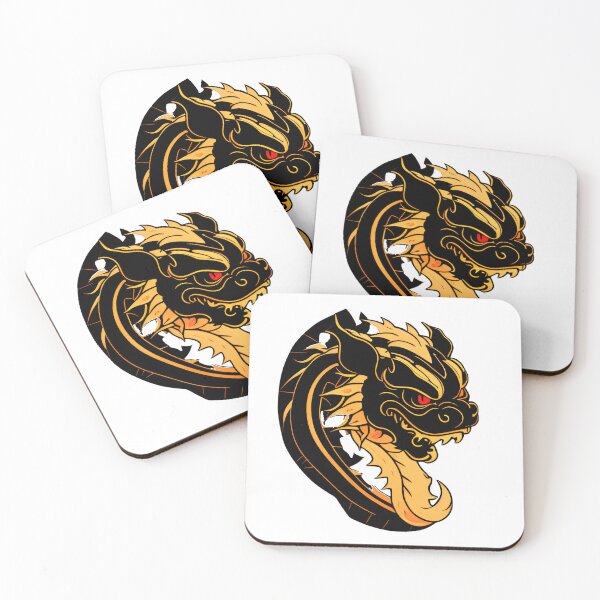 Item preview, chinese dragon head with red eyes golden black style designed and sold by PlayDifferent ⭐⭐⭐⭐⭐.