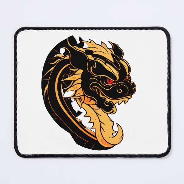 Item preview, chinese dragon head with red eyes golden black style designed and sold by PlayDifferent ⭐⭐⭐⭐⭐.