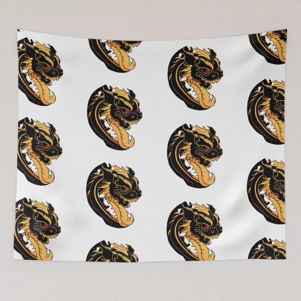 Item preview, chinese dragon head with red eyes golden black style designed and sold by PlayDifferent ⭐⭐⭐⭐⭐.