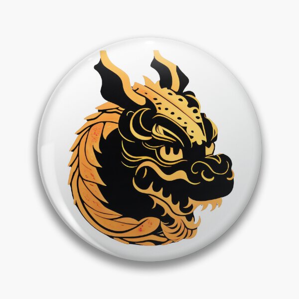 Item preview, chinese dragon head with golden black style designed and sold by PlayDifferent ⭐⭐⭐⭐⭐.