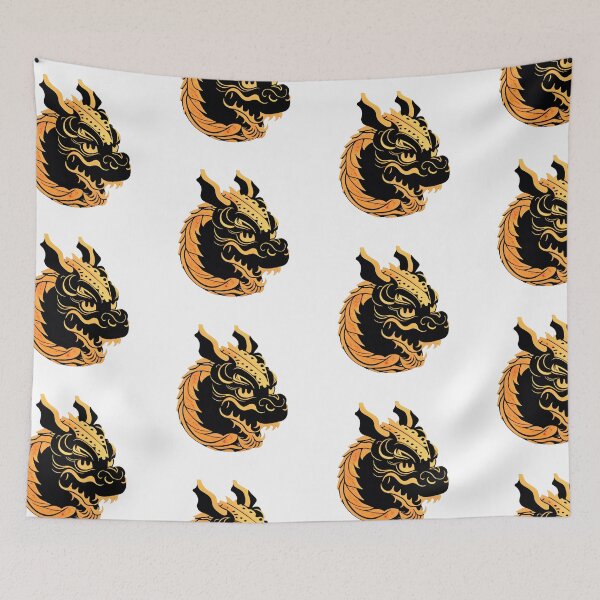 Item preview, chinese dragon head with golden black style designed and sold by PlayDifferent ⭐⭐⭐⭐⭐.