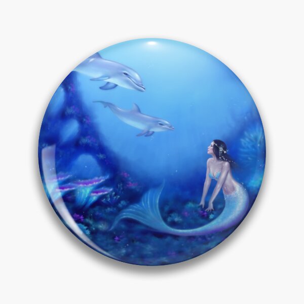 Item preview, Ultramarine Mermaid & Dolphins designed and sold by silverstars.