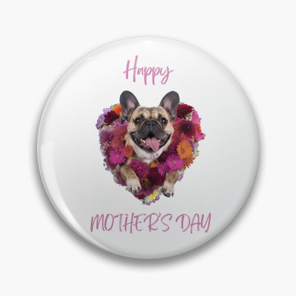 Artikelvorschau, Happy Mothers Day Französische Bulldogge Frenchie Portrait mit Liebesherzblumen entworfen und verkauft von ClawedCreations.