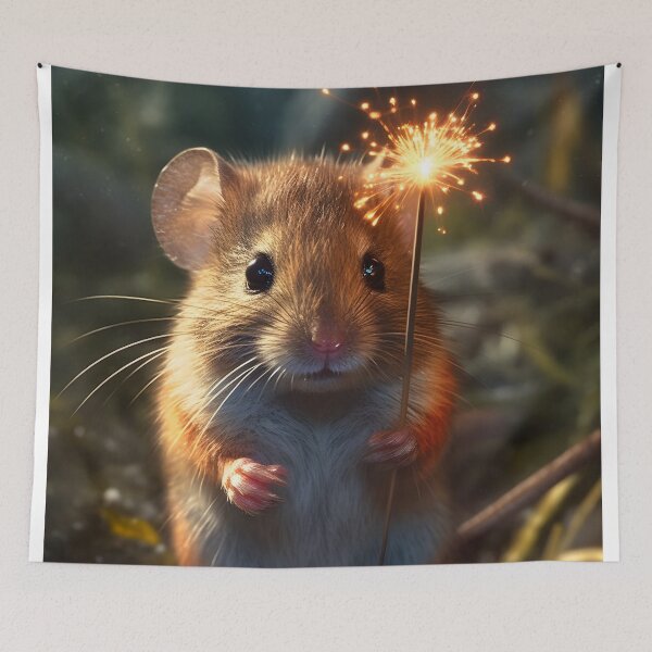 Item preview, Cute Field Mouse Holding a Sparkler In It's Hand designed and sold by StickeryPickery.
