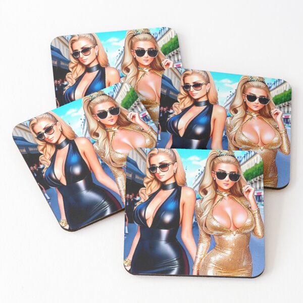 Item preview, Paris Hilton Black & Gold Dress Cartoon (AI Art) designed and sold by allicocanasia.