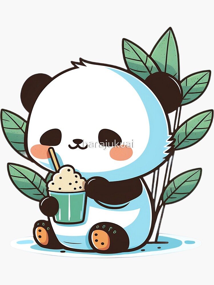 Cute sweet happy little Kawaii baby panda bear' Sticker