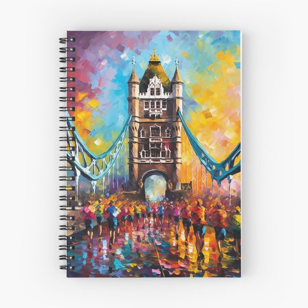 Item preview, London Marathon over Tower Bridge Landscape | Palette Knife Oil Digital Painting designed and sold by VividViews.