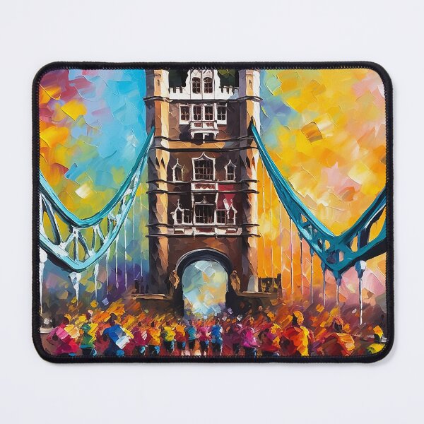 Item preview, London Marathon over Tower Bridge Landscape | Palette Knife Oil Digital Painting designed and sold by VividViews.