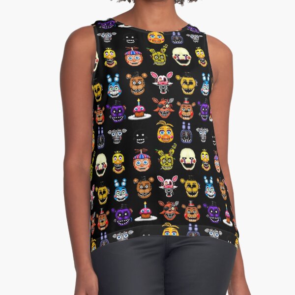 Five Nights at Freddy's - Pixel art - Multiple Characters Sleeveless Top