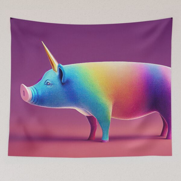 Item preview, Gerda the cheerful colorful unicorn pig designed and sold by Pixelboys.