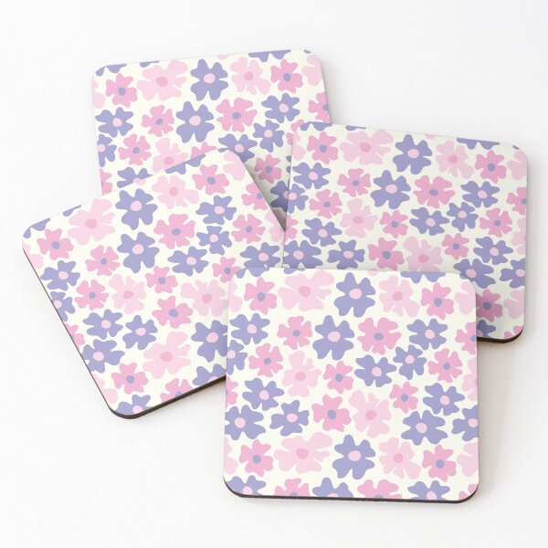 Item preview, pink lilac 60s retro flower power, pastel pink, lilac, baby pink, 60s groovy pattern, hippie flowers designed and sold by blomastudios.