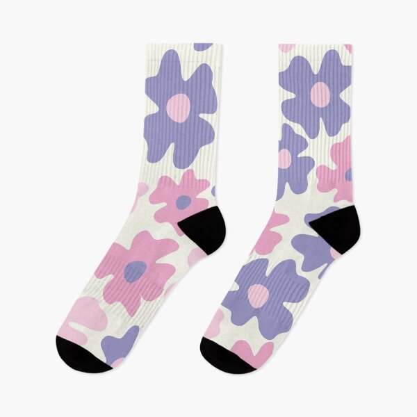 Item preview, pink lilac 60s retro flower power, pastel pink, lilac, baby pink, 60s groovy pattern, hippie flowers designed and sold by blomastudios.
