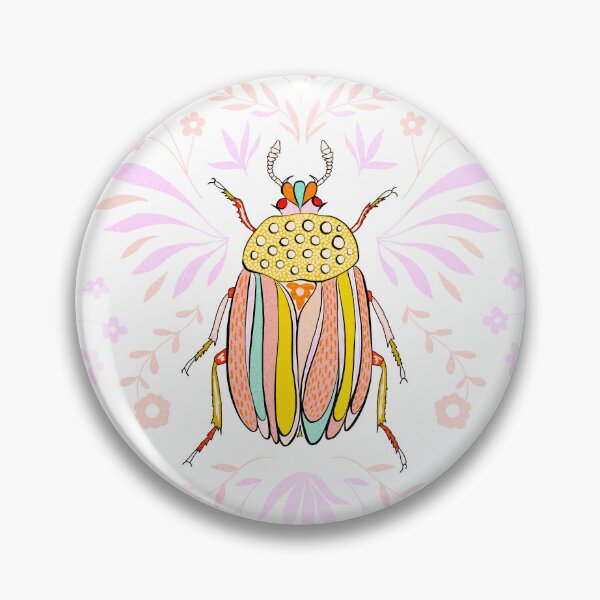 Item preview, Romantice Doodle Bugs with Butterfly and Scarabee on white and pink designed and sold by Dominiquevari.
