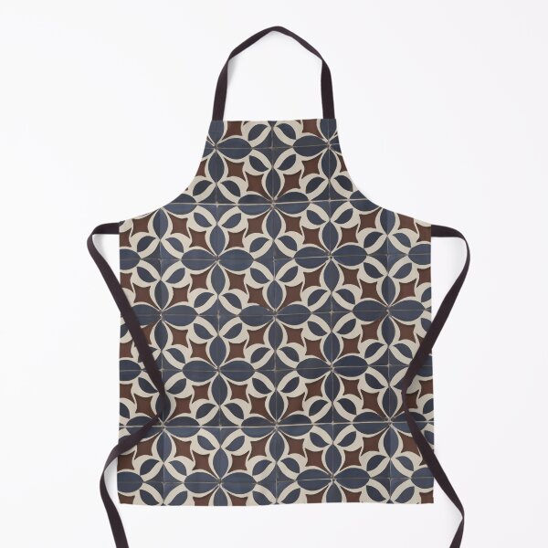 Artikelvorschau, Retro Tile Pattern Midnight Blue Flowers with Brown and Milky White details entworfen und verkauft von RetroTile.