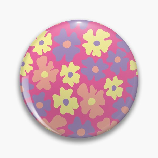 Item preview, pink 60s retro flower power, hot pink, purple, yellow, peach,  60s groovy pattern, hippie flowers designed and sold by blomastudios.