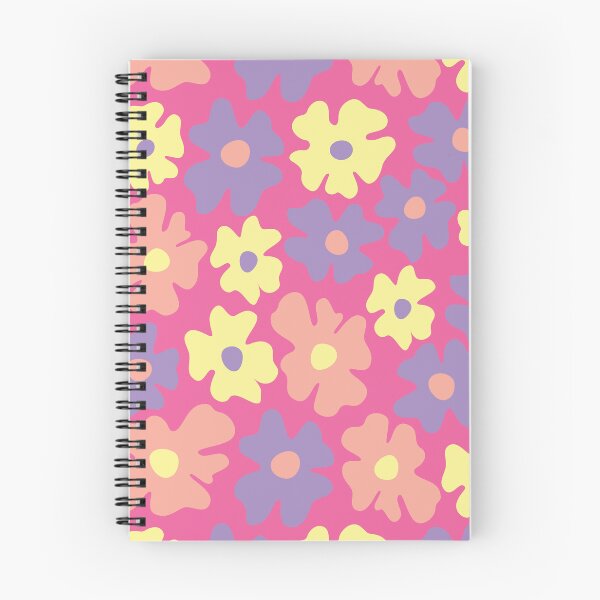 Item preview, pink 60s retro flower power, hot pink, purple, yellow, peach,  60s groovy pattern, hippie flowers designed and sold by blomastudios.
